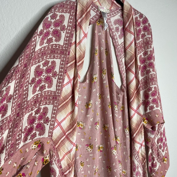 Free People American Pie Pink Patchwork Kimono Duster OS - Picture 5 of 6